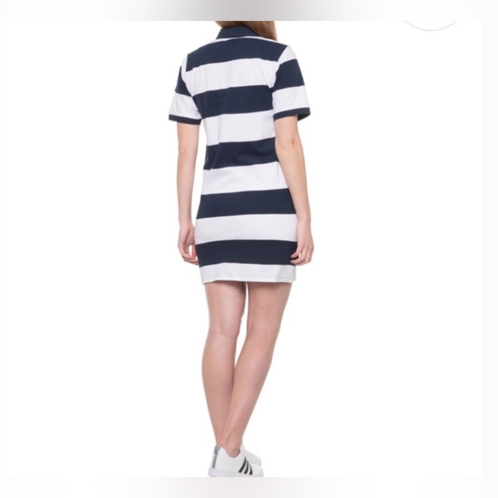 Ellesse Navy Blue White Striped Polo Shirt Dress, Tennis Dress, Nautical Summer - Picture 3 of 3